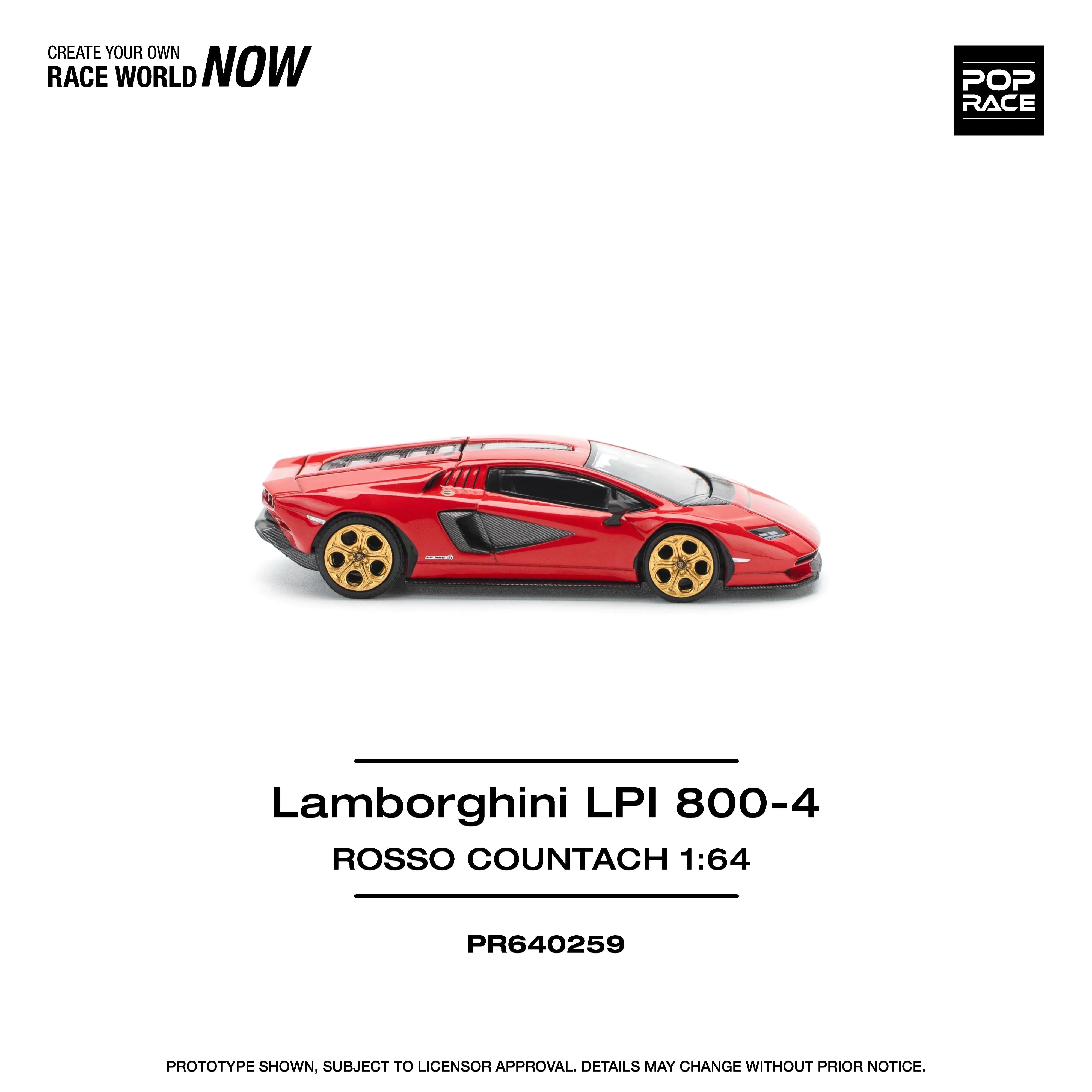Premium scale diecast model car – Lamborghini LPI 800-4 Rosso Countach , 1:64 Scale (Red) Collectible