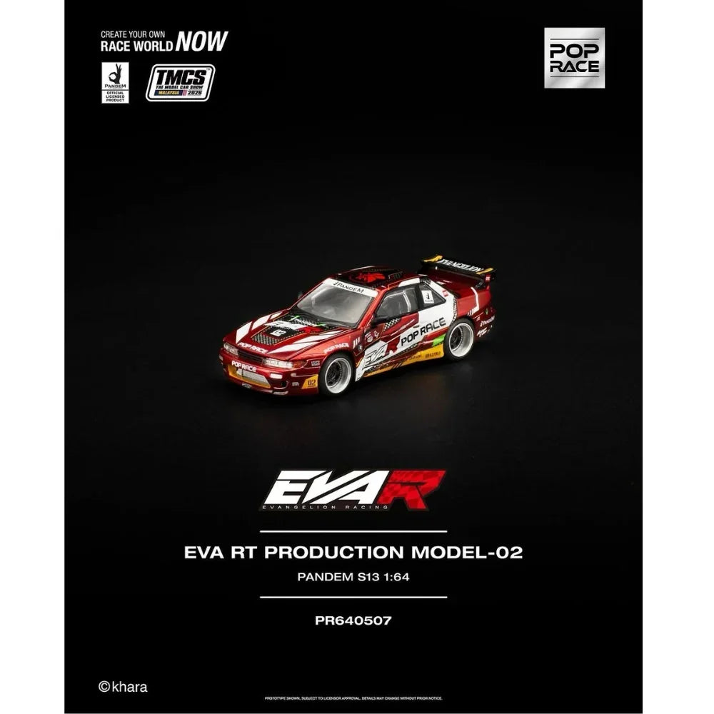 Premium scale diecast model car – *TMCS 2026* Eva RT Production Model-02, Pandem S13 Red, 1:64 Scale Collectible