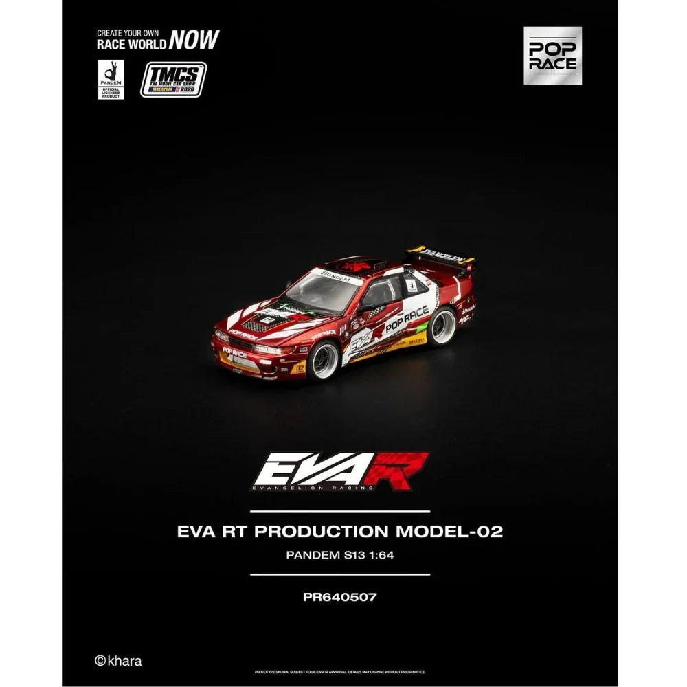 Premium scale diecast model car – *TMCS 2026* Eva RT Production Model-02, Pandem S13 Red, 1:64 Scale Collectible
