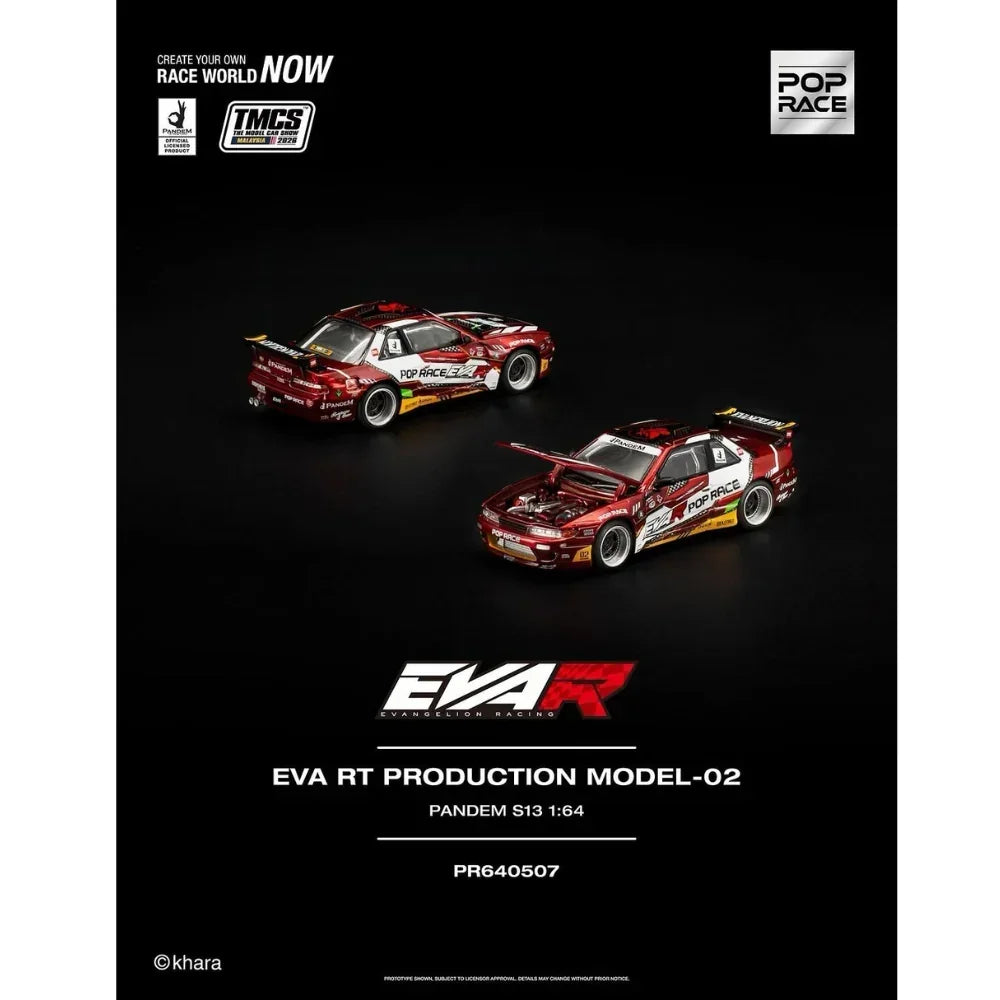 Premium scale diecast model car – *TMCS 2026* Eva RT Production Model-02, Pandem S13 Red, 1:64 Scale Collectible