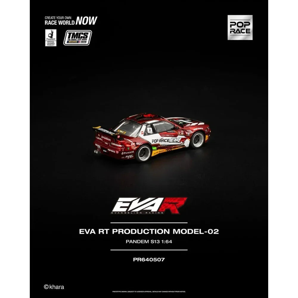Premium scale diecast model car – *TMCS 2026* Eva RT Production Model-02, Pandem S13 Red, 1:64 Scale Collectible