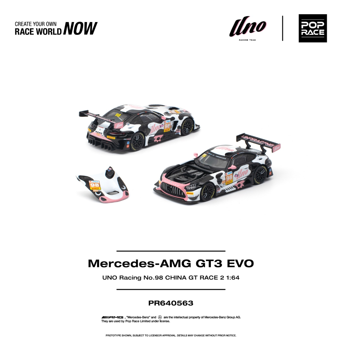 *PRE-ORDER* MERCEDES-AMG GT3 EVO UNO RACING NO.98 CHINA GT RACE 2 "Momo", 1:64 Scale