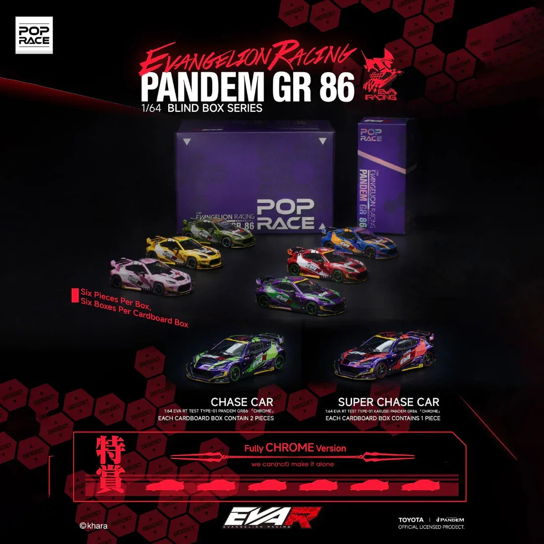 Premium scale diecast model car – *PRE-ORDER* Racing Pandem GR 86 Blind Box Series(1 Random Car From the 6-Car Series), 1:64 Scale Collectible