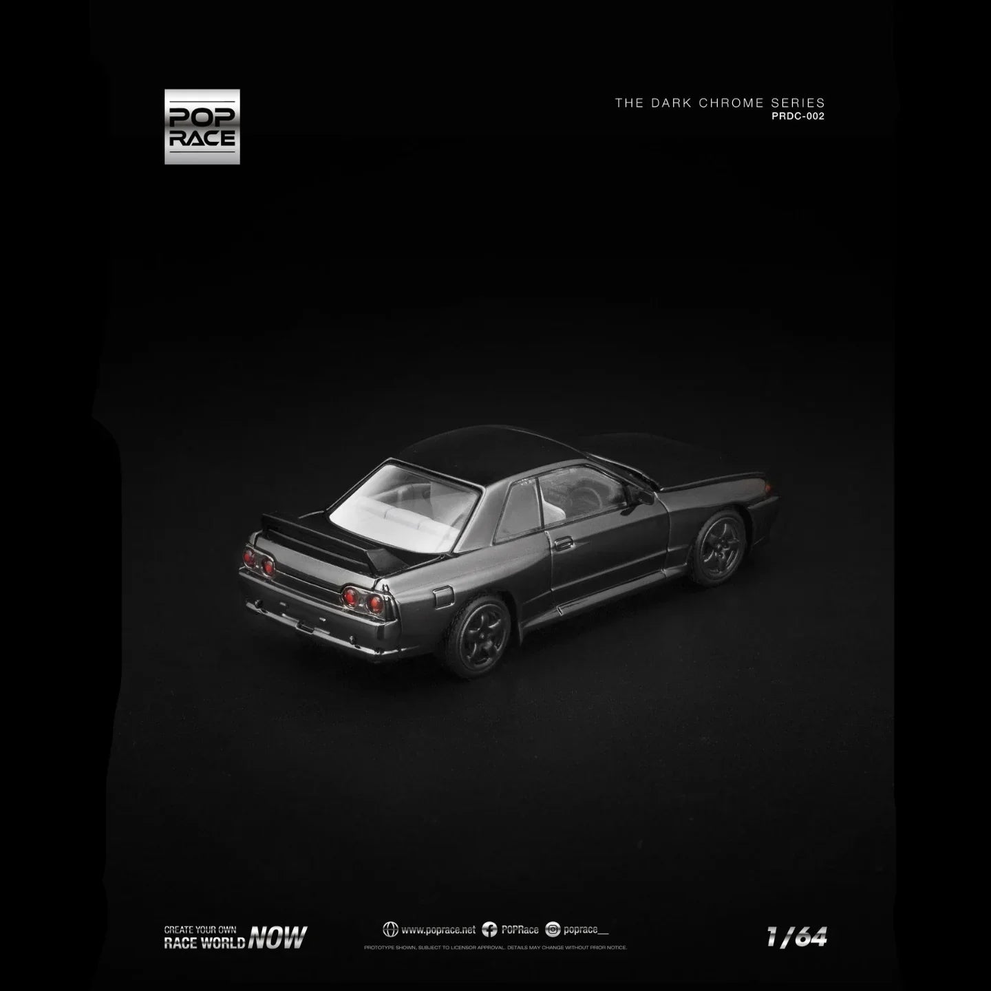 Premium scale diecast model car – Nissan Skyline GT-R R32, 1:64 Scale (Dark Chrome Edition) Collectible