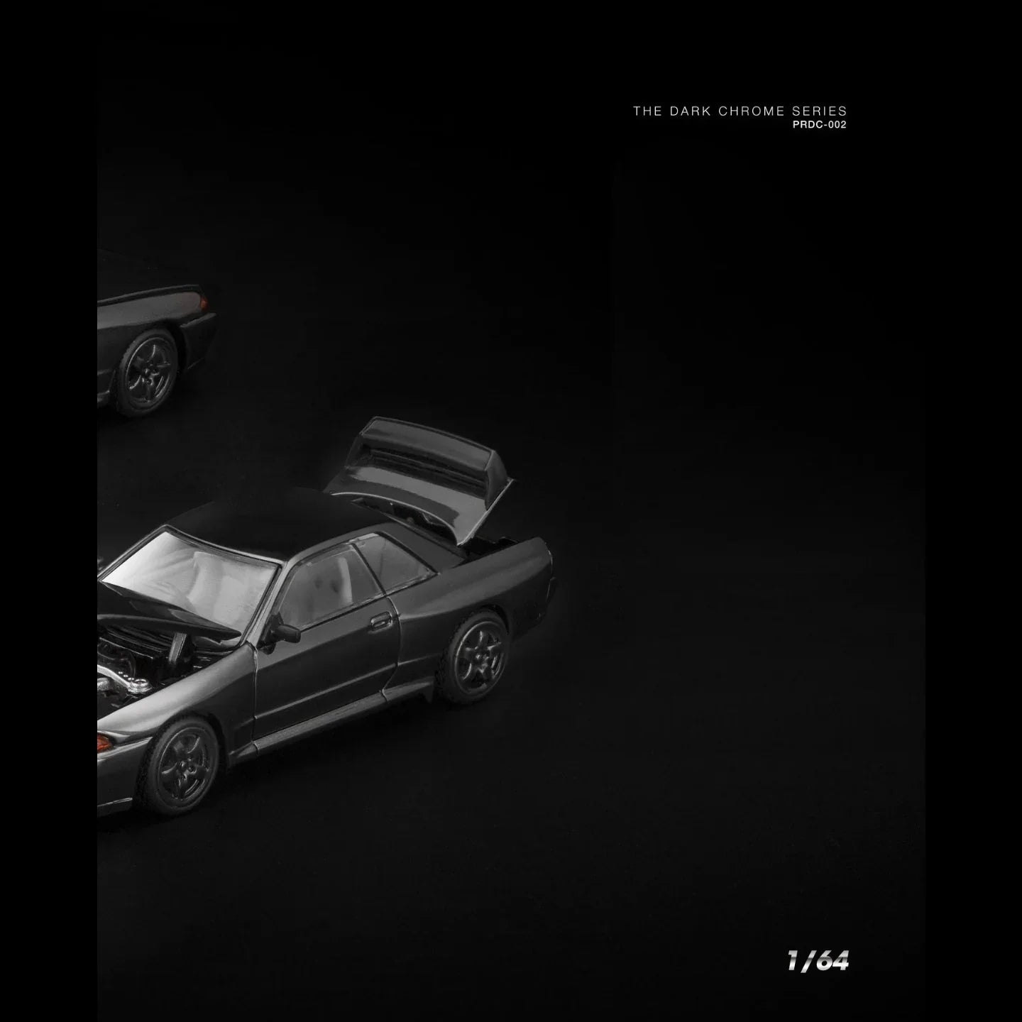 Premium scale diecast model car – Nissan Skyline GT-R R32, 1:64 Scale (Dark Chrome Edition) Collectible