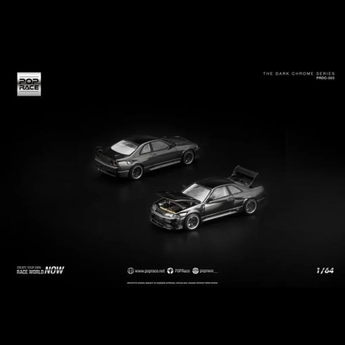 Premium scale diecast model car – Nissan Skyline GT-R R33 NISMO 400R, 1:64 Scale (The Dark Chrome Series) Collectible