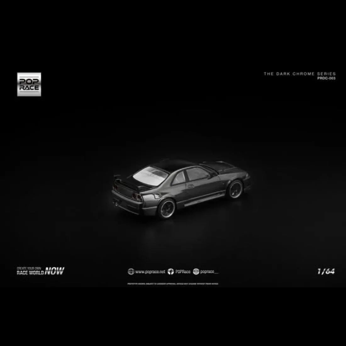 Premium scale diecast model car – Nissan Skyline GT-R R33 NISMO 400R, 1:64 Scale (The Dark Chrome Series) Collectible