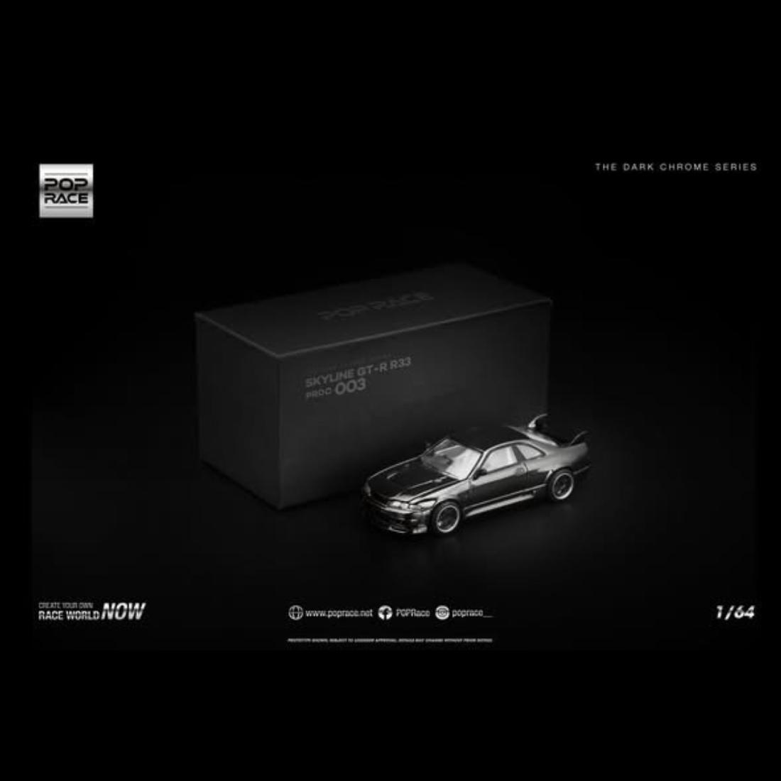 Nissan Skyline GT-R R33 NISMO 400R, 1:64 Scale (The Dark Chrome Series)