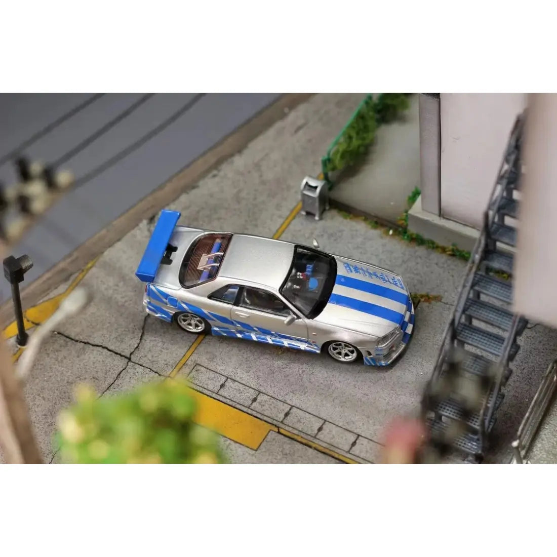 *PRE-ORDER* Nissan Skyline GT-R R34 Silver Blue Livery, 1:64 Scale