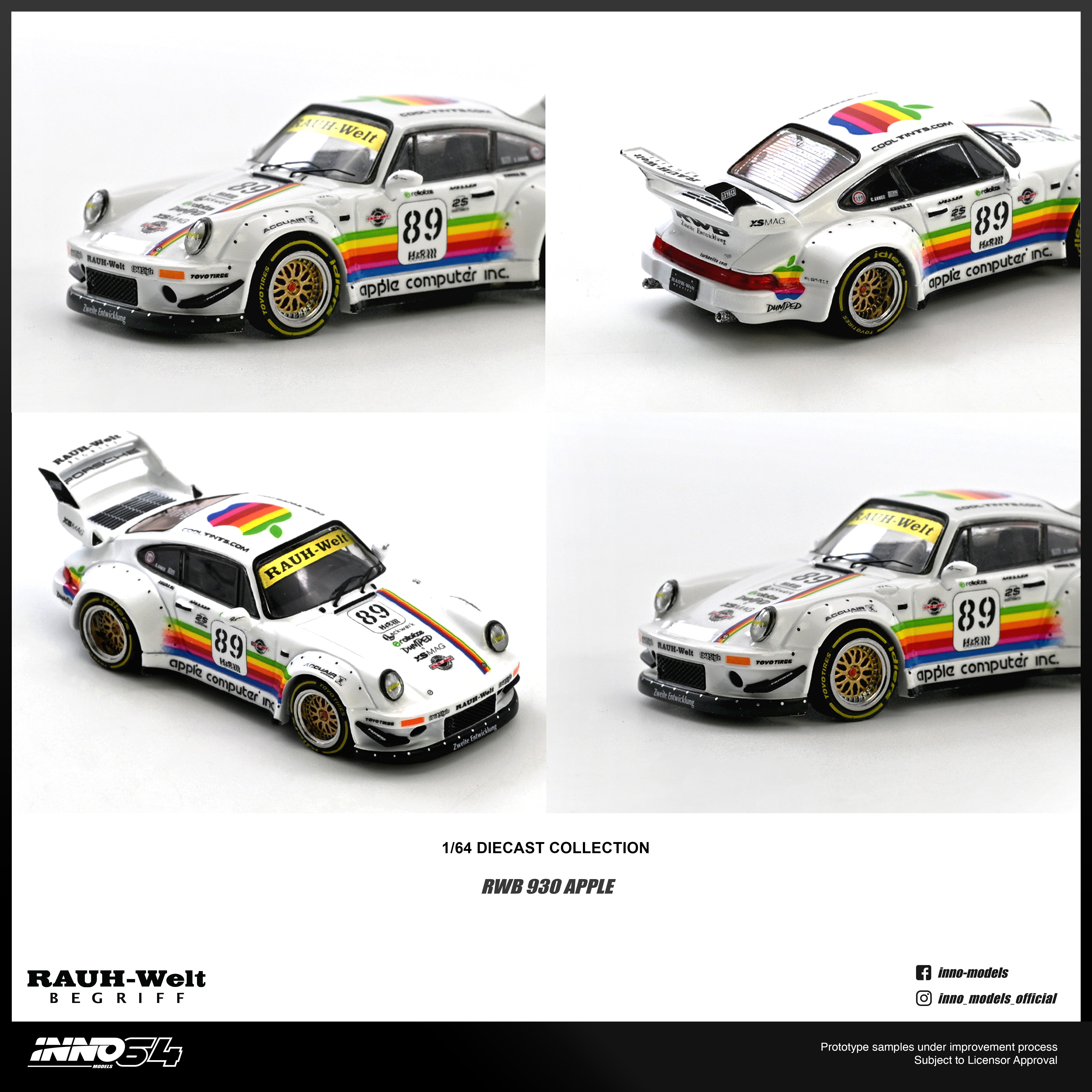 Premium scale diecast model car – *PRE-ORDER* RWB 930 #89 Apple Levery, 1:64 Scale (White) Collectible