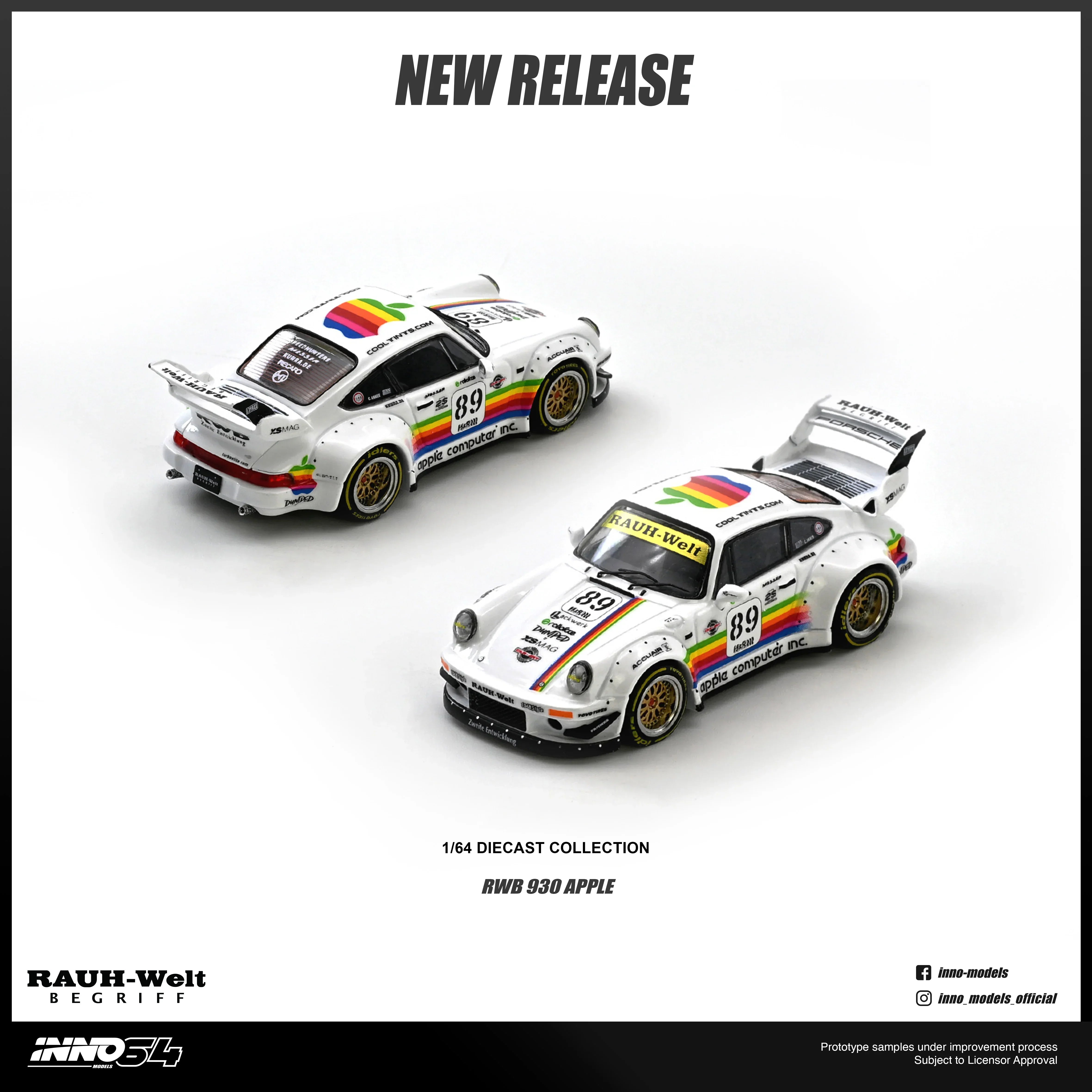 Premium scale diecast model car – *PRE-ORDER* RWB 930 #89 Apple Levery, 1:64 Scale (White) Collectible