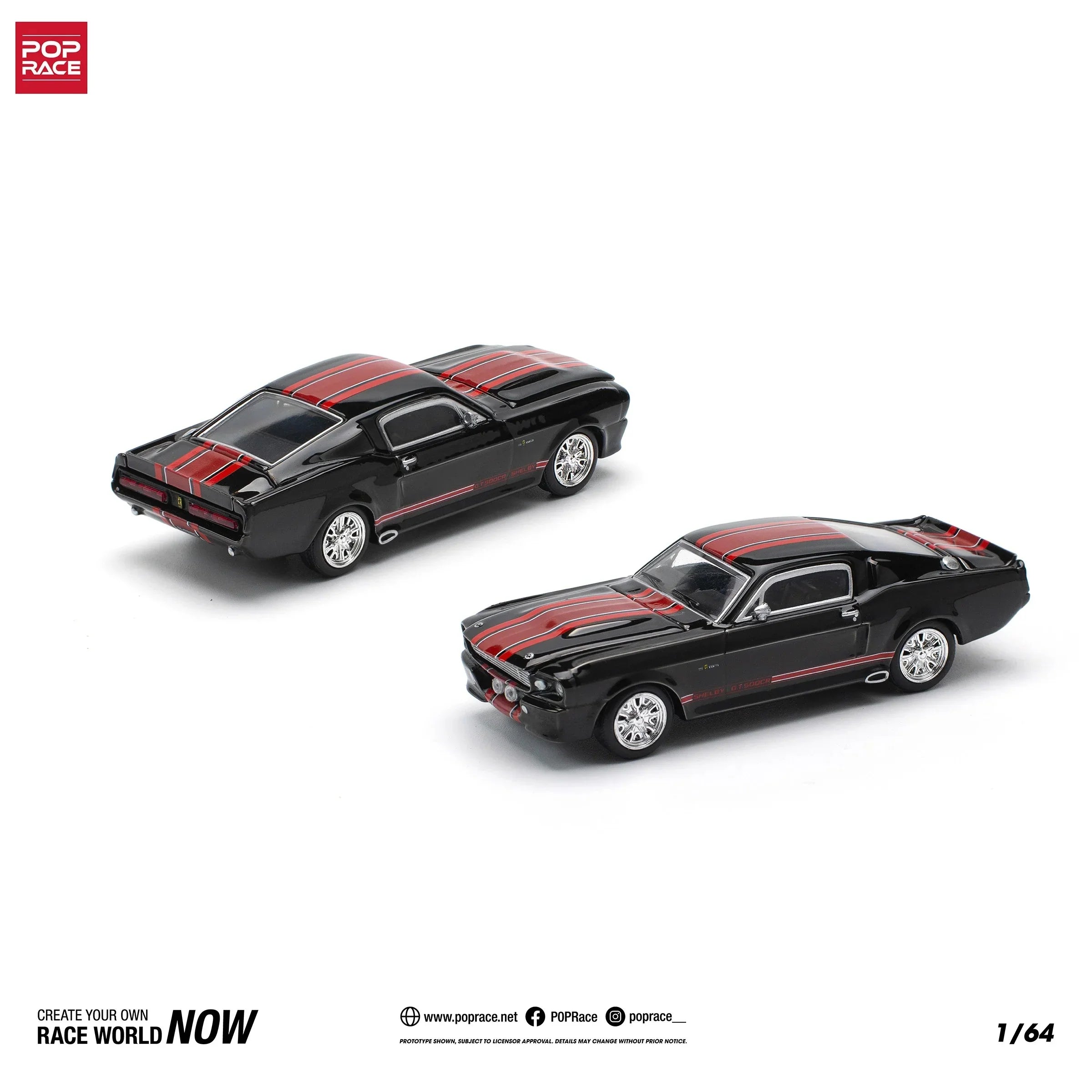 Shelby Mustang GT500, 1:64 Scale (Black)