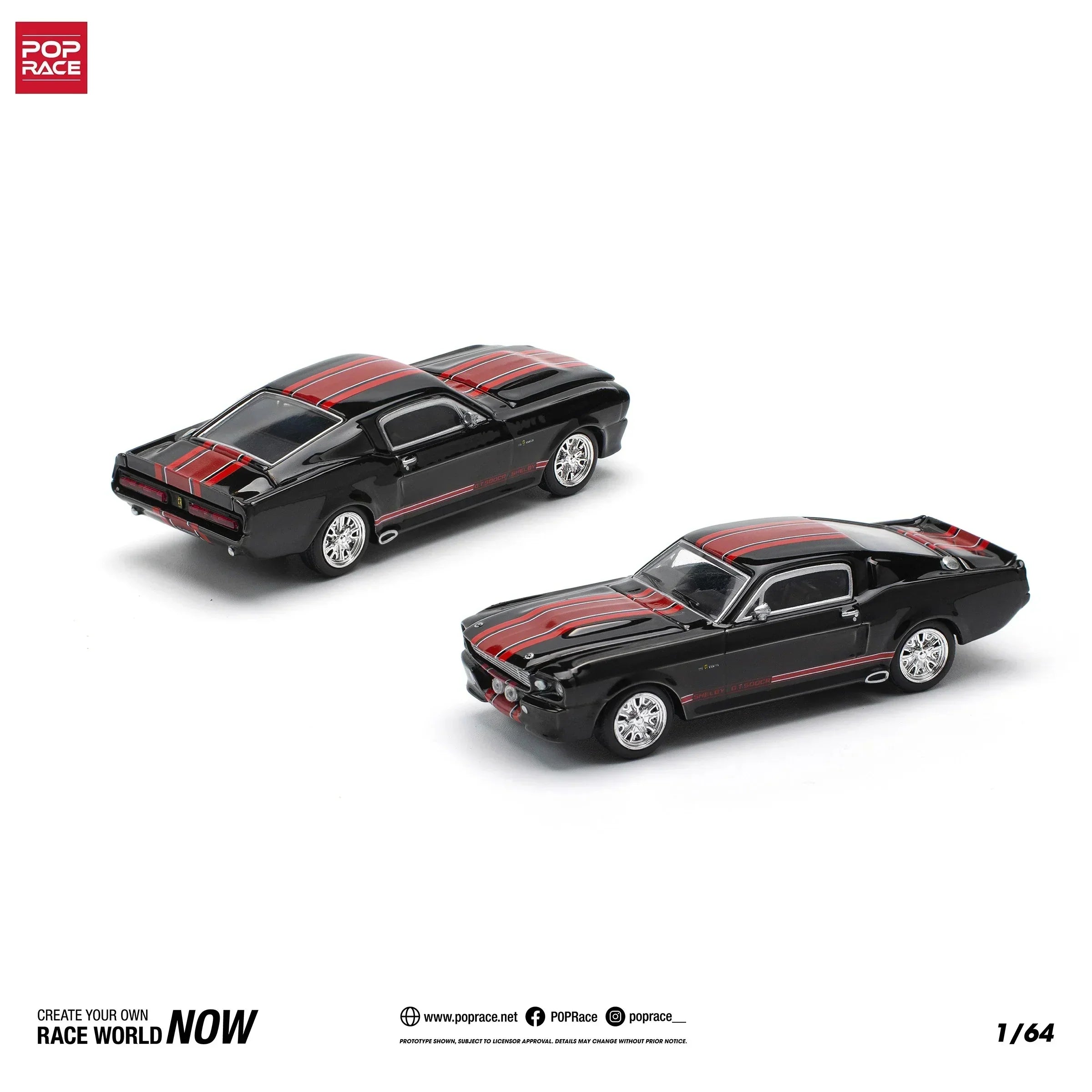 Premium scale diecast model car – Shelby Mustang GT500, 1:64 Scale (Black) Collectible