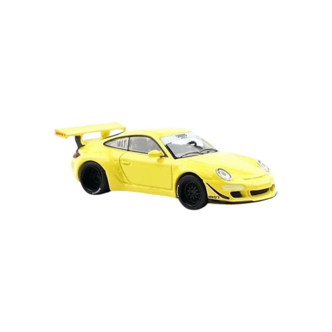 Premium scale diecast model car – Porsche RWB 997, 1:64 Scale (Yellow) Collectible