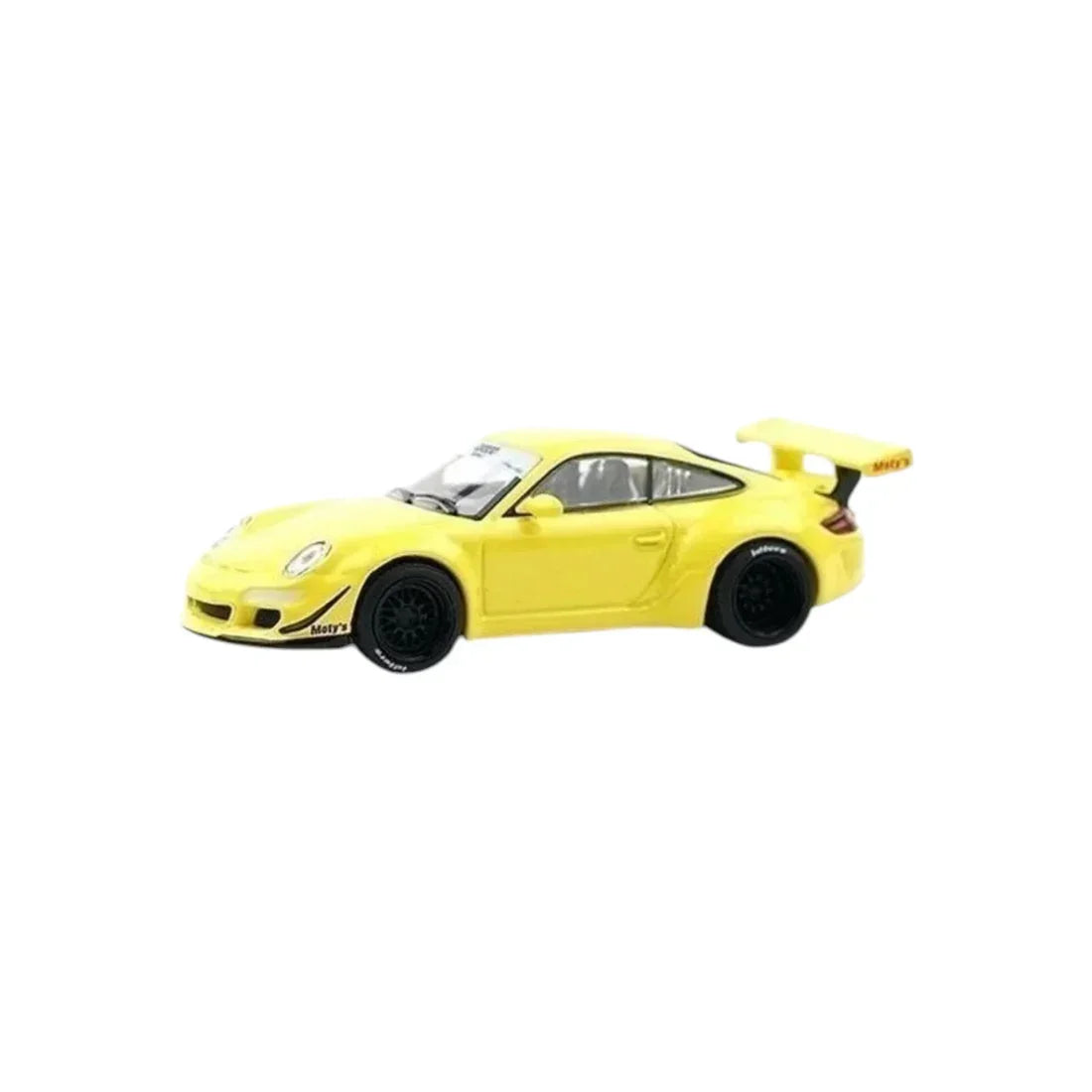 Premium scale diecast model car – Porsche RWB 997, 1:64 Scale (Yellow) Collectible