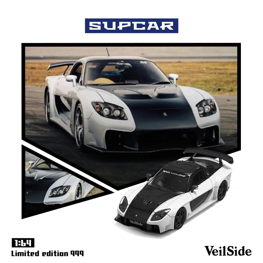 Premium scale diecast model car – *PRE-ORDER* SC-RX-7 Veilside 60(Limited Edition 999), 1:64 Scale (White) Collectible