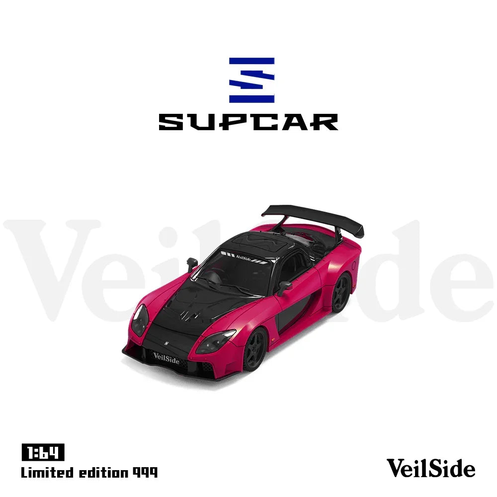 Premium scale diecast model car – *PRE-ORDER* SC-RX-7 Veilside(Limited Edition 999), 1:64 Scale (Rose Red) Collectible