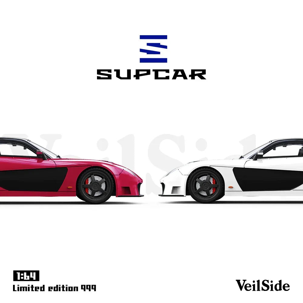 Premium scale diecast model car – *PRE-ORDER* SC-RX-7 Veilside(Limited Edition 999), 1:64 Scale (Rose Red) Collectible