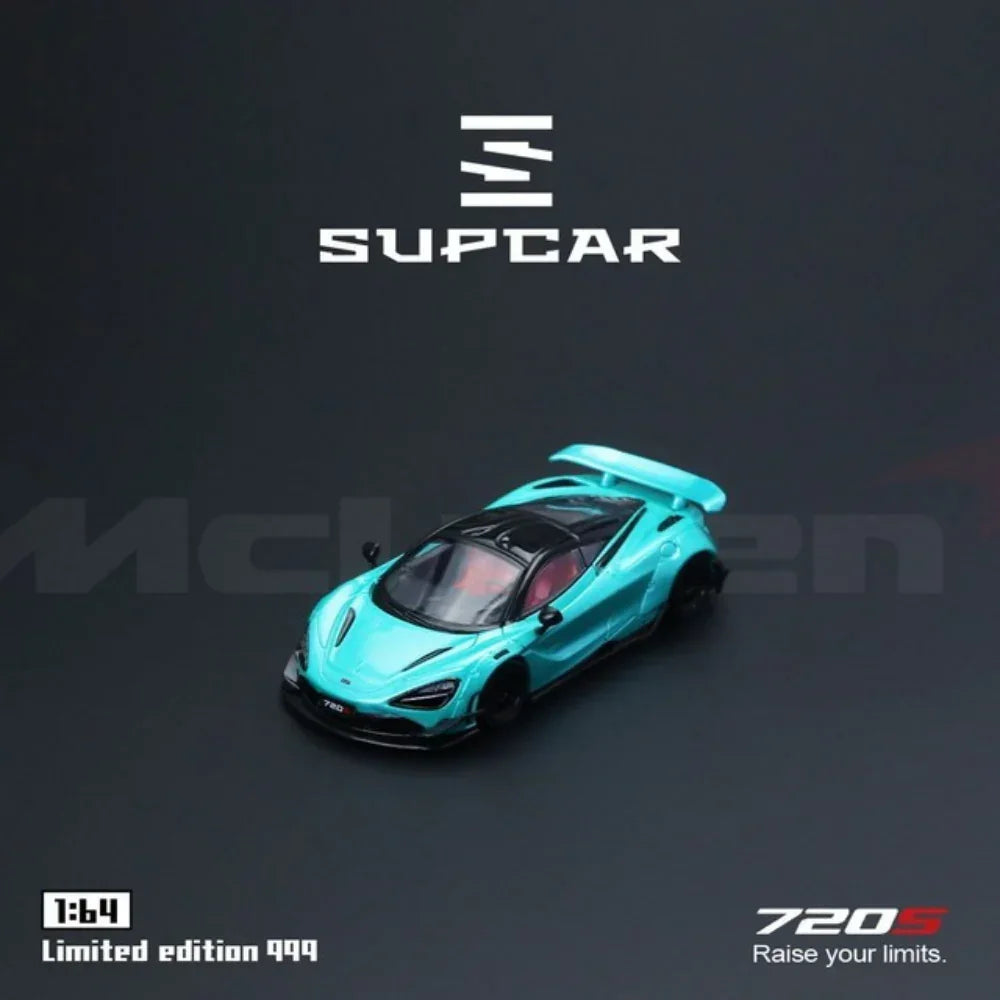 Premium scale diecast model car – SupCar McLaren 720S alloy car model, 1:64 scale (Cyan Blue) Collectible