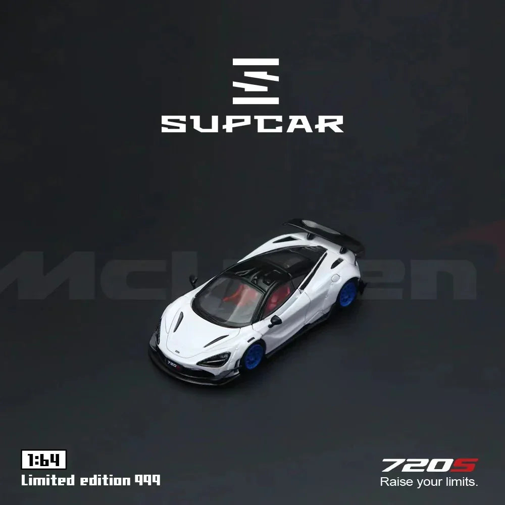 Premium scale diecast model car – SupCar McLaren 720S alloy car model, 1:64 Scale (White) Collectible