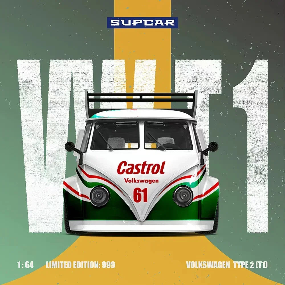 Premium scale diecast model car – *PRE-ORDER* Volkswagen T1-Castrol No. 61(Limited Edition: 999), 1:64 Scale Collectible