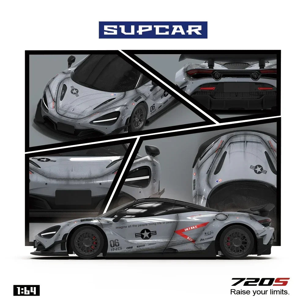 Premium scale diecast model car – *PRE-ORDER* McLaren 720S Grey Shadow Painted, 1:64 Scale Collectible
