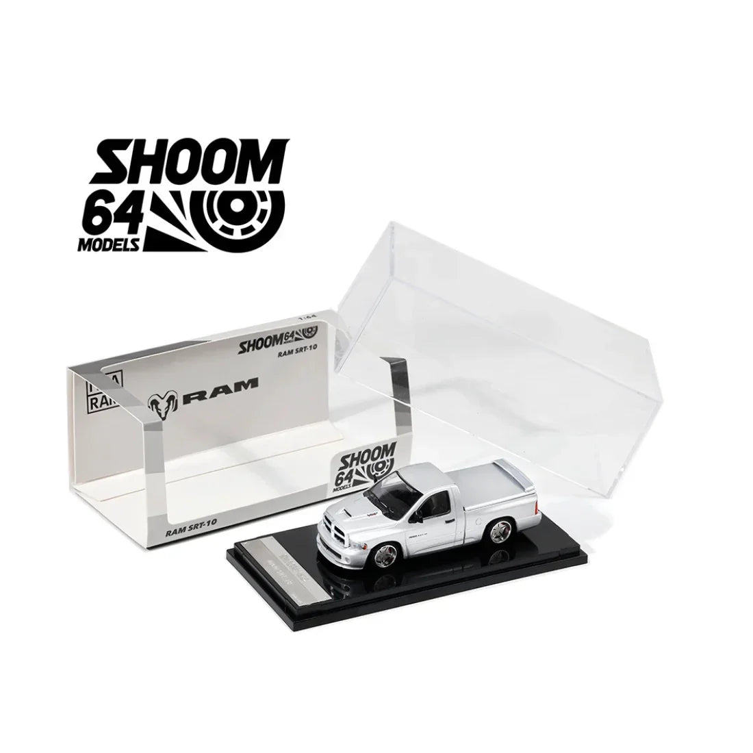 Premium scale diecast model car – *PRE-ORDER* Dodge Ram SRT-10 (2003), 1:64 Scale (Silver) Collectible