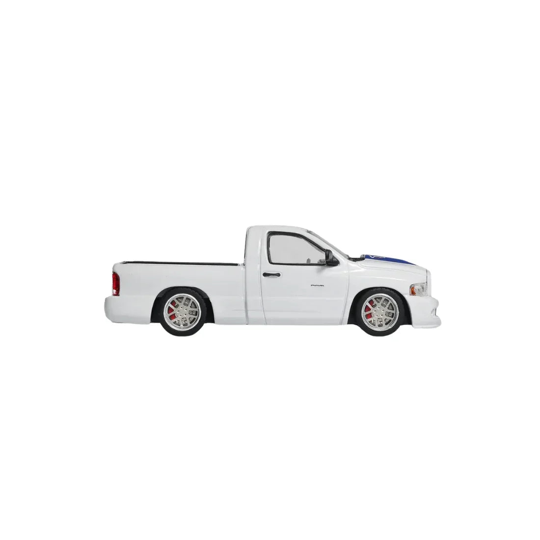 Premium scale diecast model car – *PRE-ORDER* Dodge Ram SRT-10 (2003), 1:64 Scale (White with Blue Stripes) Collectible