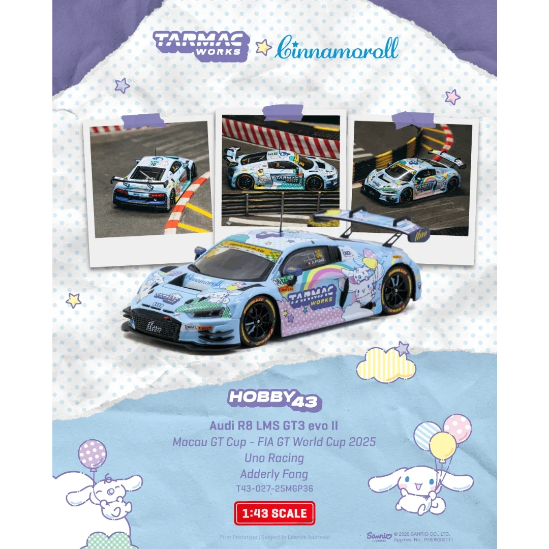 Premium scale diecast model car – *PRE-ORDER* Audi R8 LMS GT3 EVO II Macau GT Cup - FIA GT World Cup 2025 Uno Racing Adderly Fong, 1:43 Scale Collectible