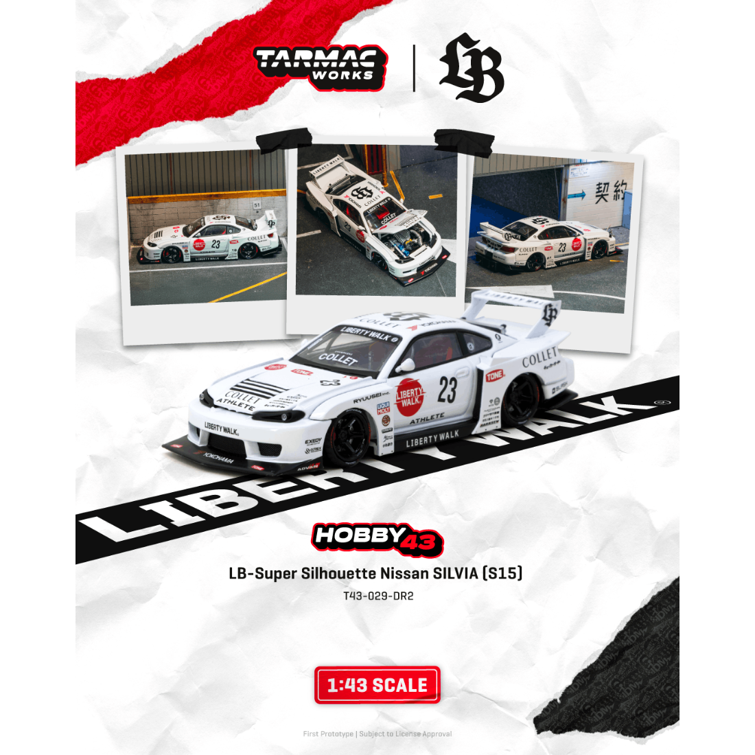 *PRE-ORDER* LB-Super Silhouette Nissan SILVIA (S15) Drift (Open Bonnet & with Engine Compartment) 2025, 1:64 Scale