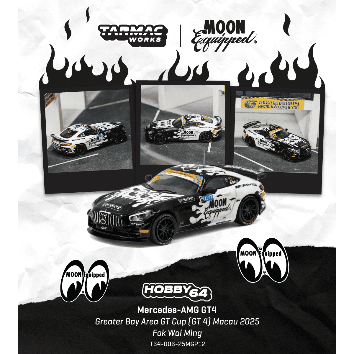 *PRE-ORDER* Mercedes-AMG GT4 Greater Bay Area GT Cup (GT 4) Macau 2025 FOK Wai Ming, 1:64 Scale