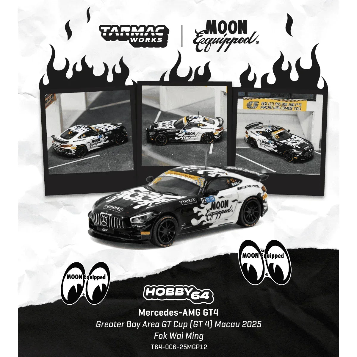 Premium scale diecast model car – *PRE-ORDER* Mercedes-AMG GT4 Greater Bay Area GT Cup (GT 4) Macau 2025 FOK Wai Ming, 1:64 Scale Collectible