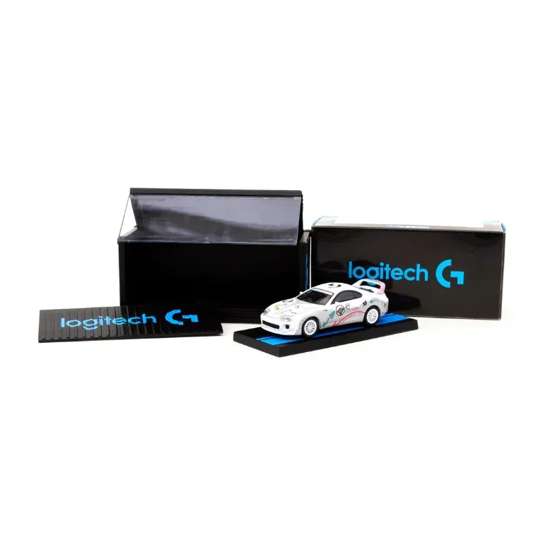 Premium scale diecast model car – Toyota Supra RZ Logitech G Aurora - Hobby64, 1:64 Scale (White) Collectible