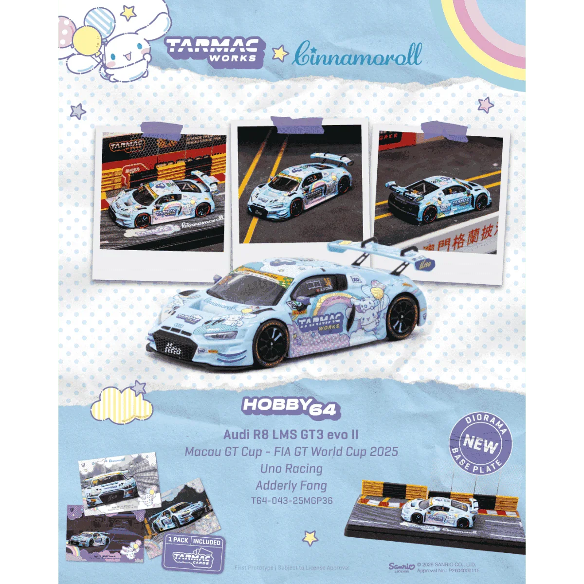 Premium scale diecast model car – *PRE-ORDER* Audi R8 LMS GT3 EVO II Macau GT Cup FIA GT World Cup 2025 Uno Racing Adderly Fong, 1:64 Scale Collectible