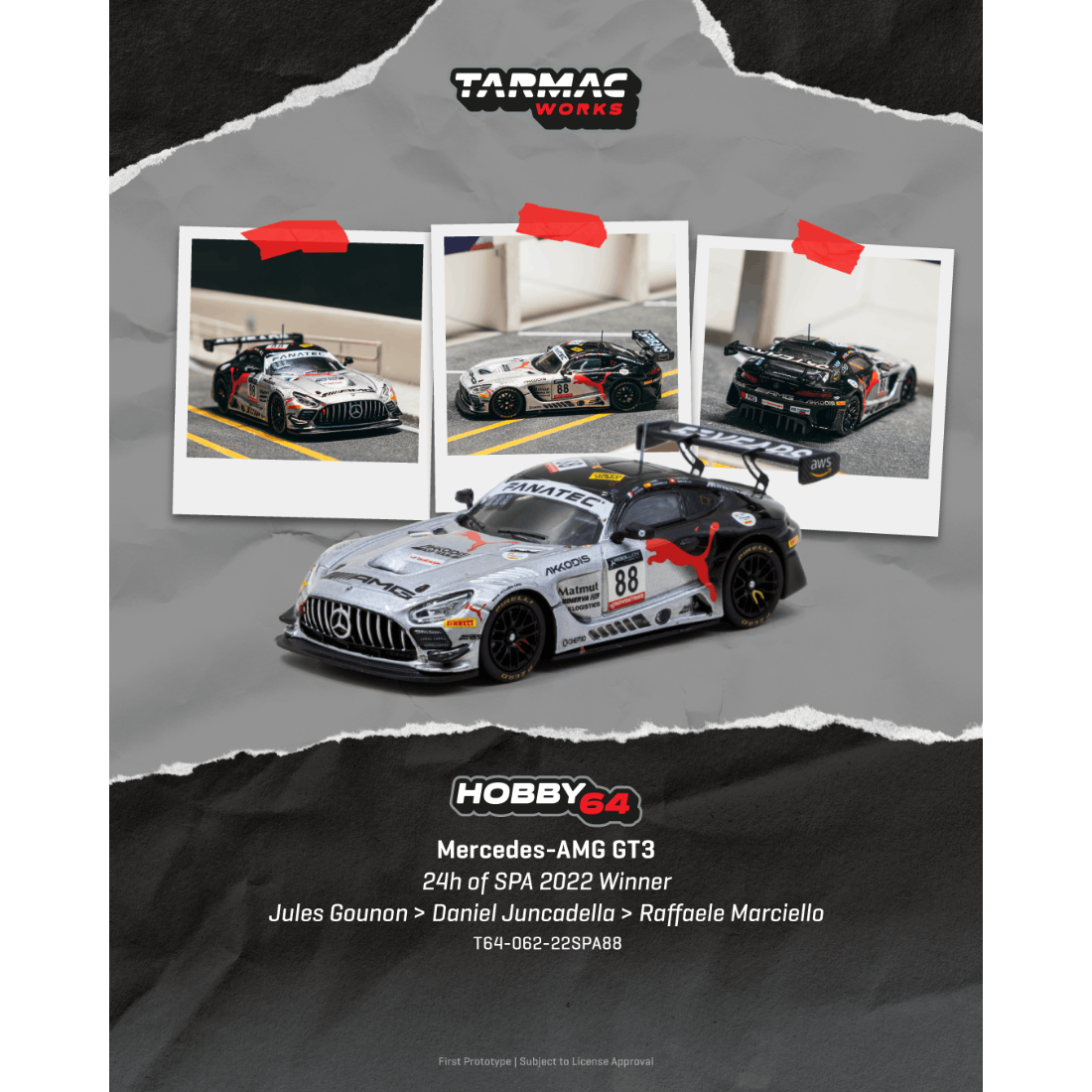 *PRE-ORDER* Mercedes-AMG GT3 24h of SPA 2022 Winner Jules Gounon / Daniel Juncadella / Raffaele Marciello, 1:64 Scale