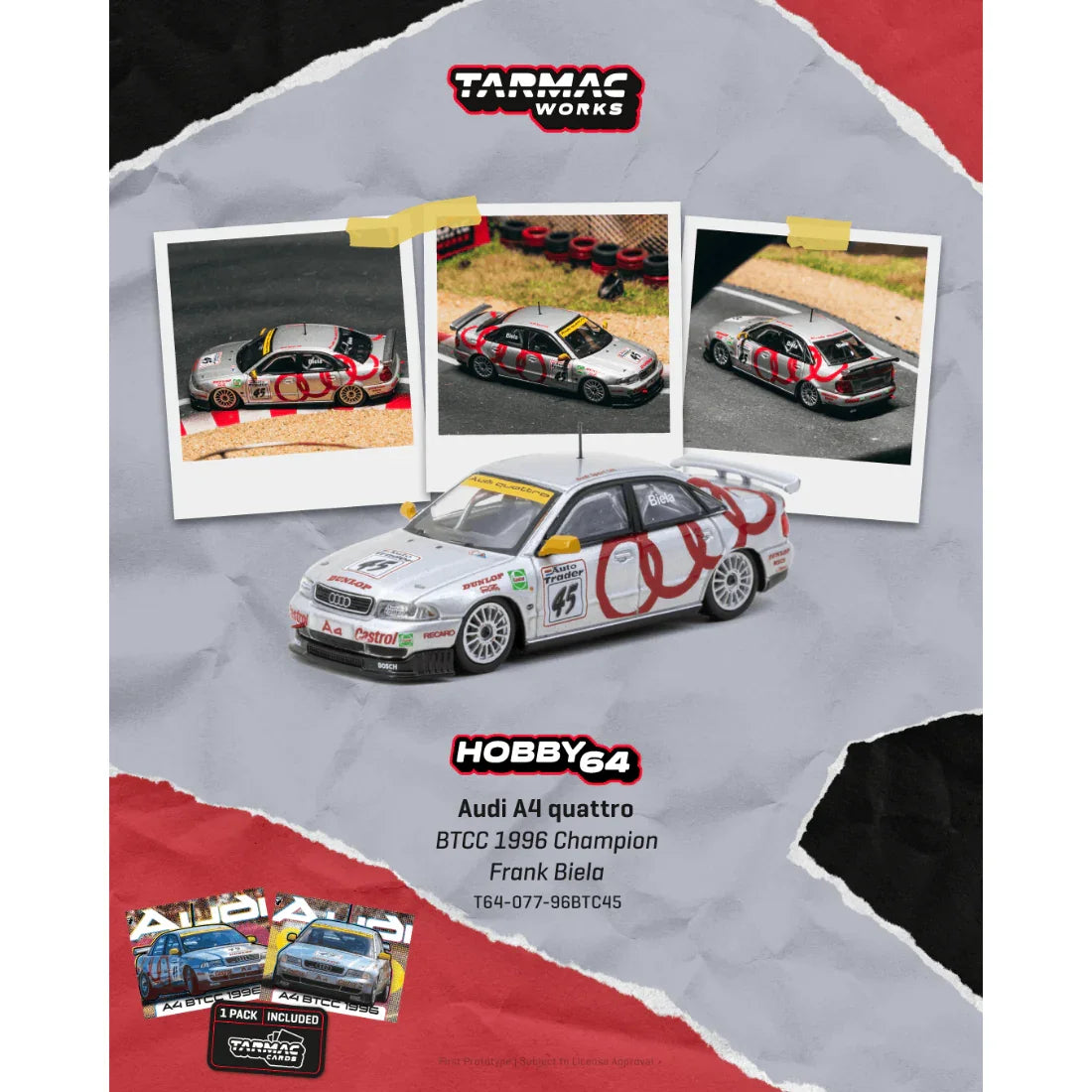 Premium scale diecast model car – *PRE-ORDER* Audi A4 Quattro BTCC 1996 Champion Frank Biela, 1:64 Scale Collectible