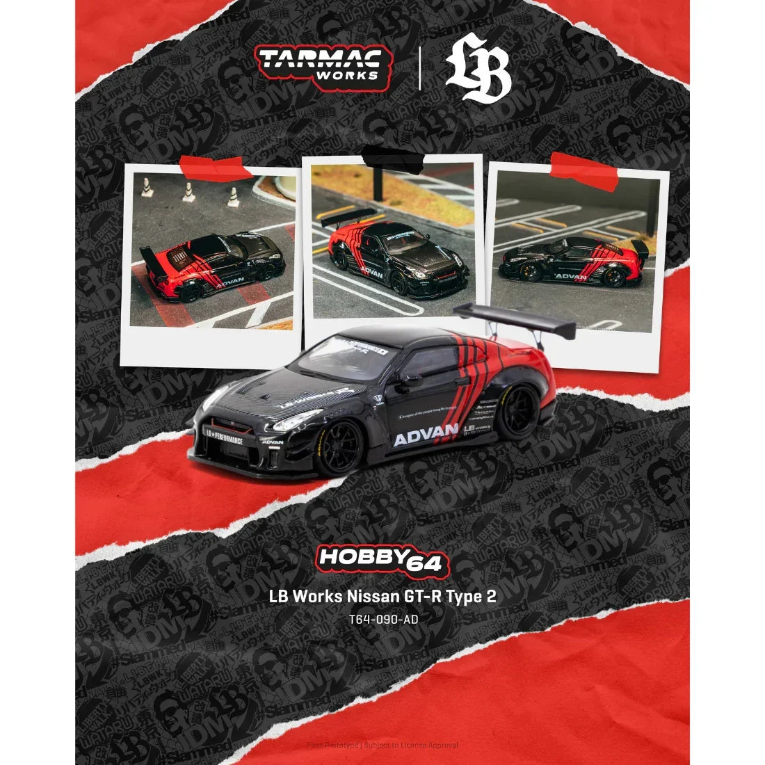 Premium scale diecast model car – *PRE-ORDER* LB Works Nissan GT-R Type 2 Advan, 1:64 Scale Collectible
