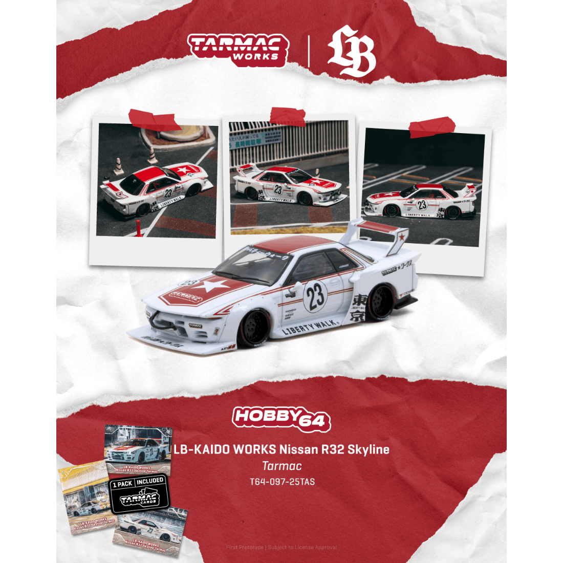 *PRE-ORDER* LB-KAIDO WORKS Nissan R32 Skyline (with Trading Cards), 1:64 Scale