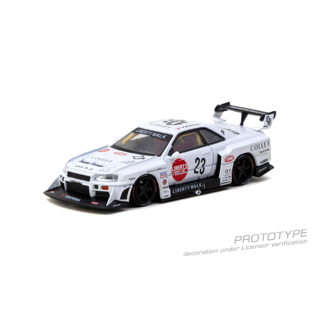 Premium scale diecast model car – *PRE-ORDER* LB-ER34 Super Silhouette SKYLINE, 1:64 Scale (White) Collectible