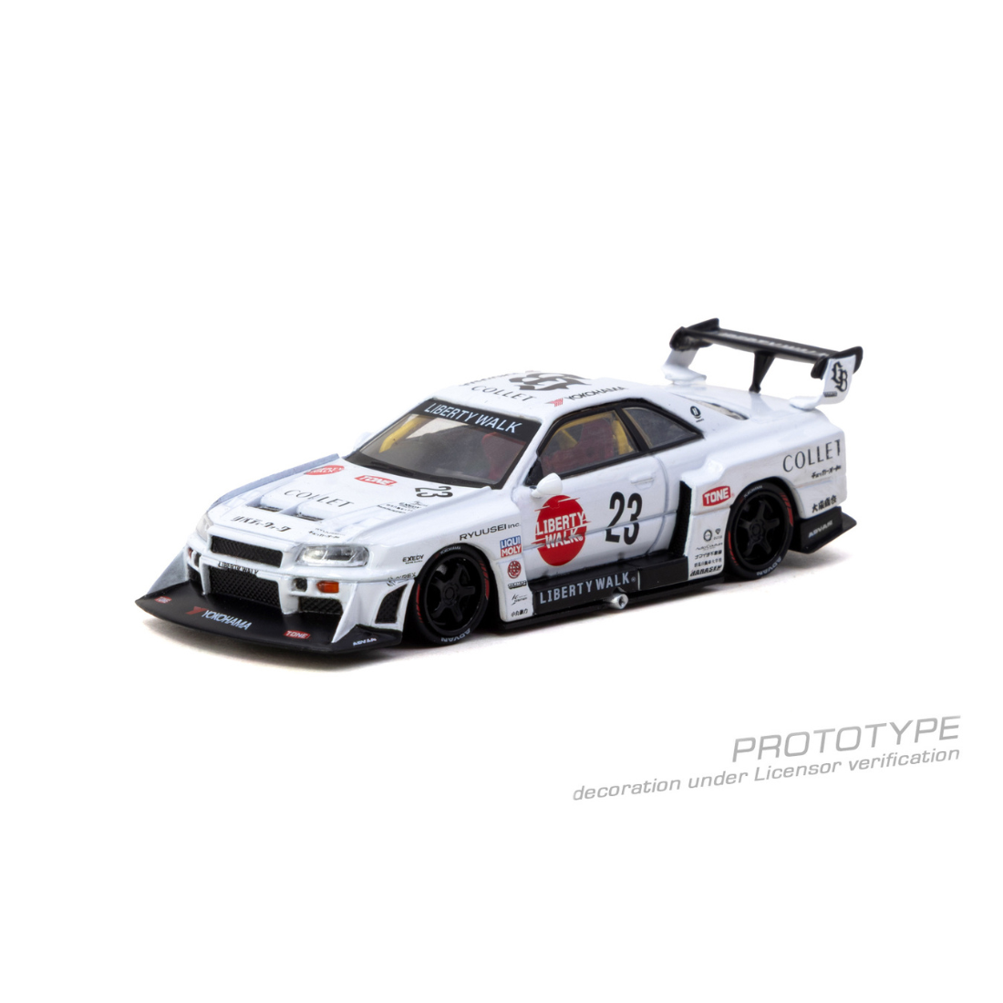 Premium scale diecast model car – *PRE-ORDER* LB-ER34 Super Silhouette SKYLINE, 1:64 Scale (White) Collectible