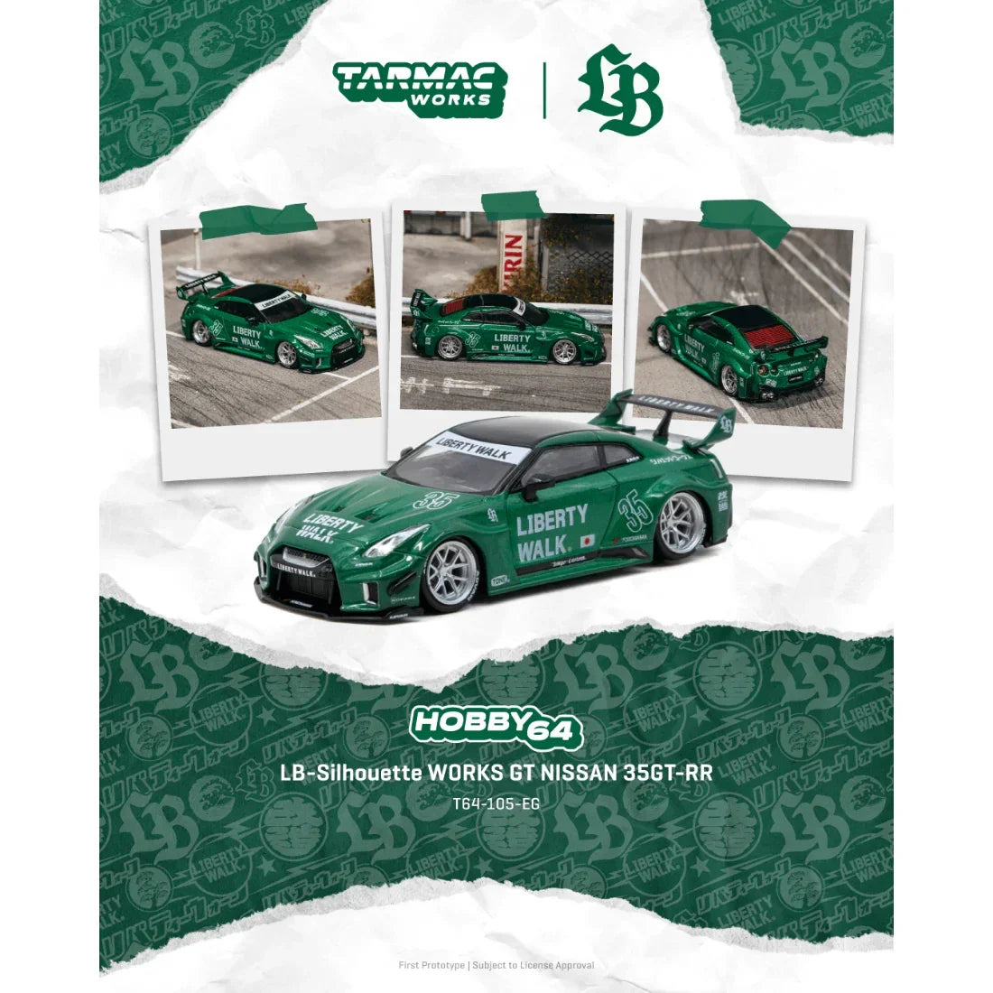 Premium scale diecast model car – *PRE-ORDER* LB-Silhouette WORKS GT NISSAN 35GT-RR, 1:64 Scale (Emerald Green) Collectible
