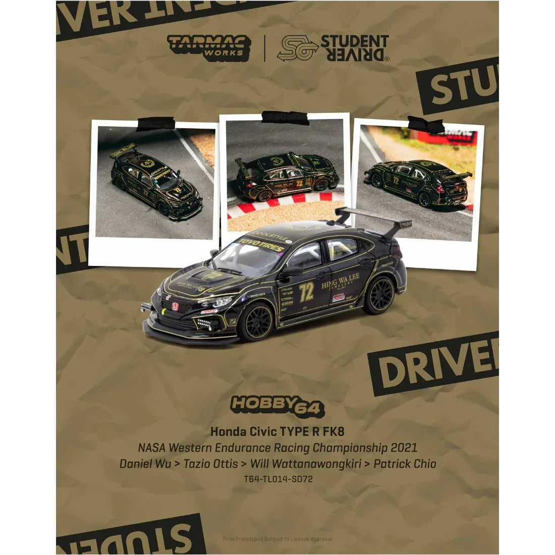 Premium scale diecast model car – *PRE-ORDER* Honda Civic TYPE R FK8 NASA Western Endurance Racing Championship 2021, 1:64 Scale Collectible