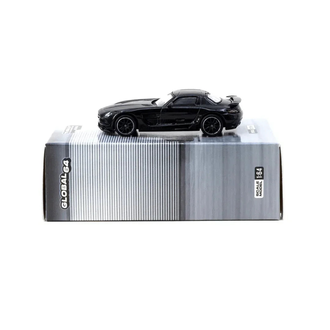 Premium scale diecast model car – Mercedes-Benz SLS AMG Coupé Singapore Special Edition - Global64, 1:64 Scale (Black) Collectible