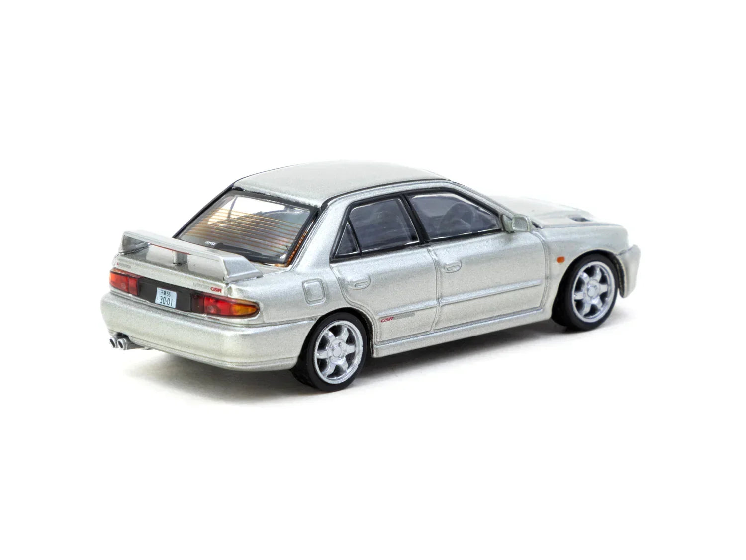 Premium scale diecast model car – Mitsubishi Lancer GSR Evolution with Tarmac Cards - Global64, 1:64 Scale (Silver) Collectible