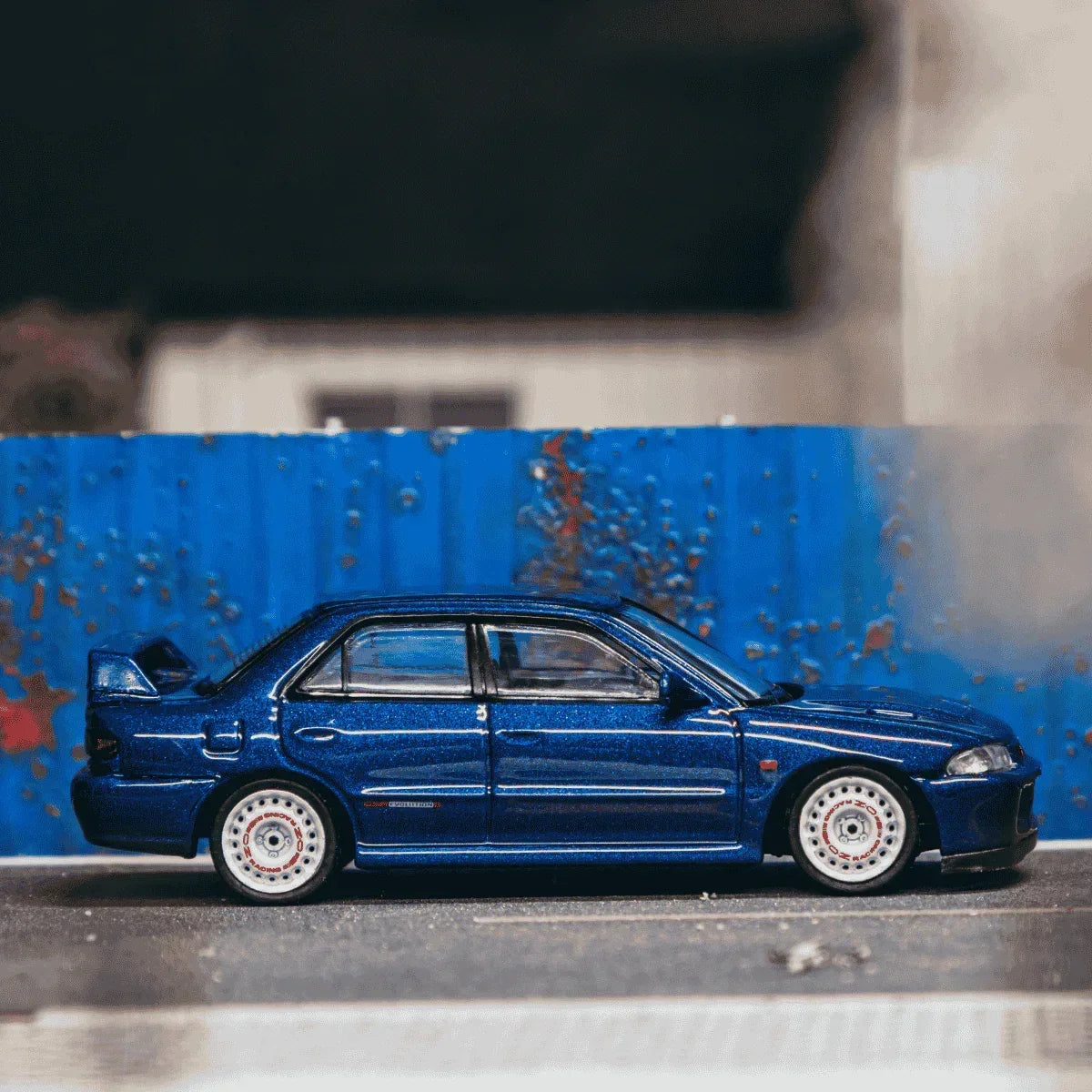 Premium scale diecast model car – *PRE-ORDER* Mitsubishi Lancer GSR Evolution II Chance of Chase Car, 1:64 Scale (Blue) Collectible