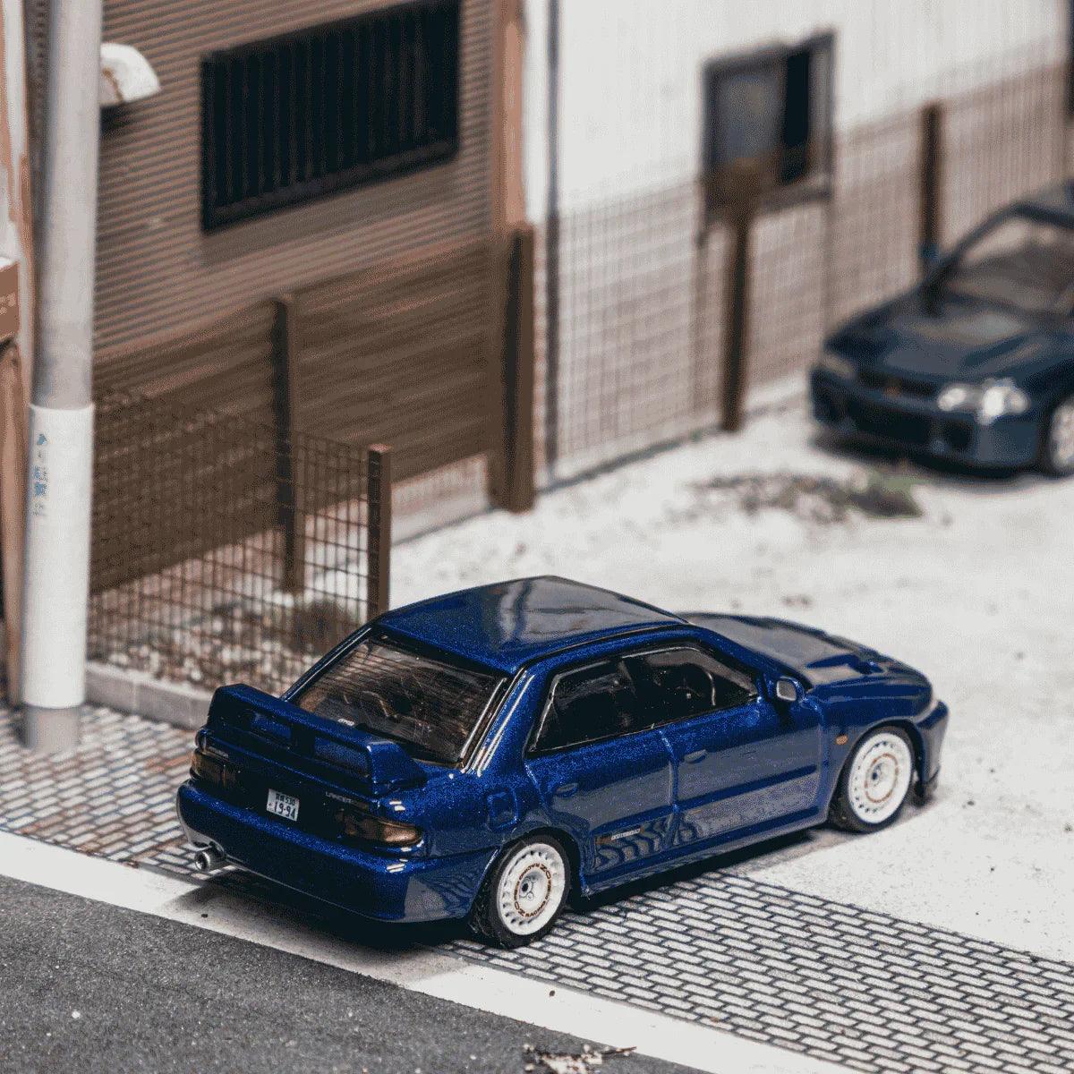 Premium scale diecast model car – *PRE-ORDER* Mitsubishi Lancer GSR Evolution II Chance of Chase Car, 1:64 Scale (Blue) Collectible