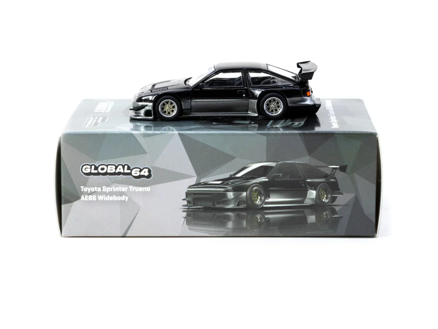 Premium scale diecast model car – Toyota Sprinter Trueno AE86 Widebody - Global64, 1:64 Scale (Black) Collectible