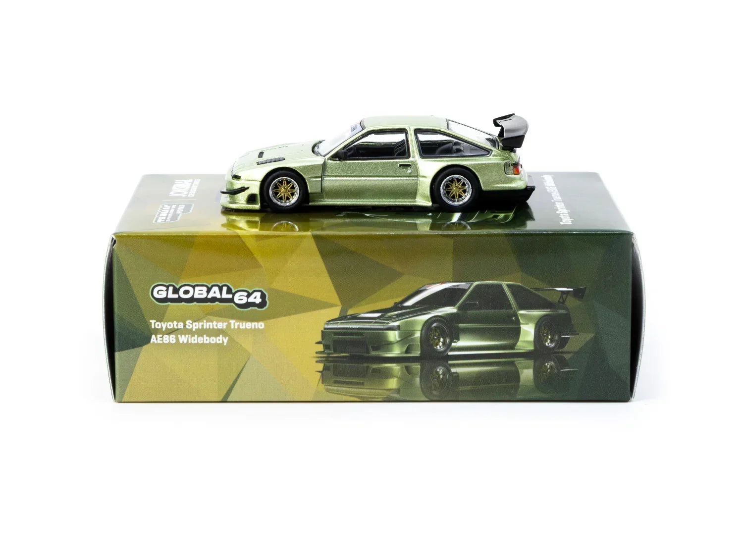Premium scale diecast model car – Toyota Sprinter Trueno AE86 Widebody - Global64, 1:64 Scale (Green) Collectible