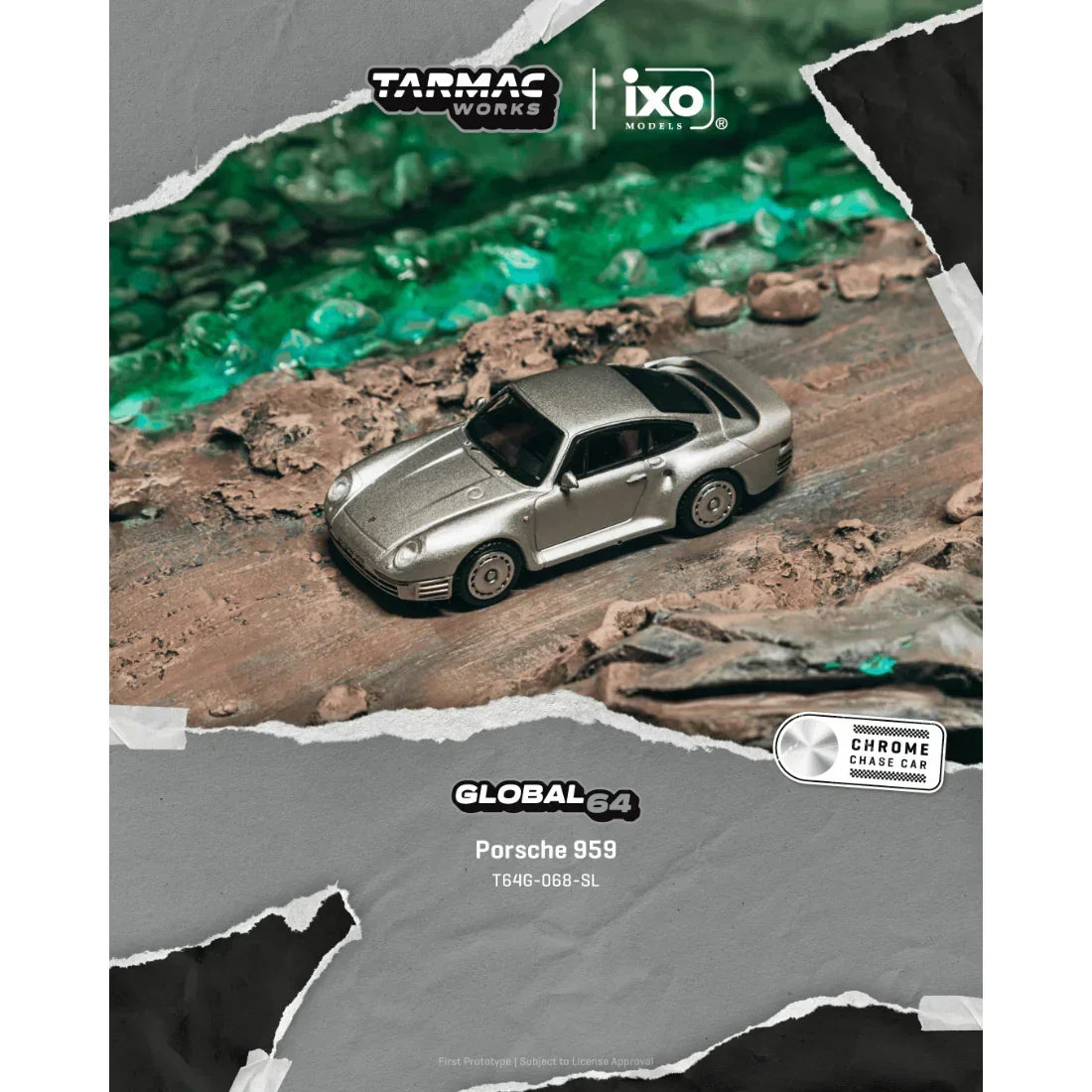 Premium scale diecast model car – *PRE-ORDER* Porsche 959 Chance of Chase Car, 1:64 Scale (Silver) Collectible