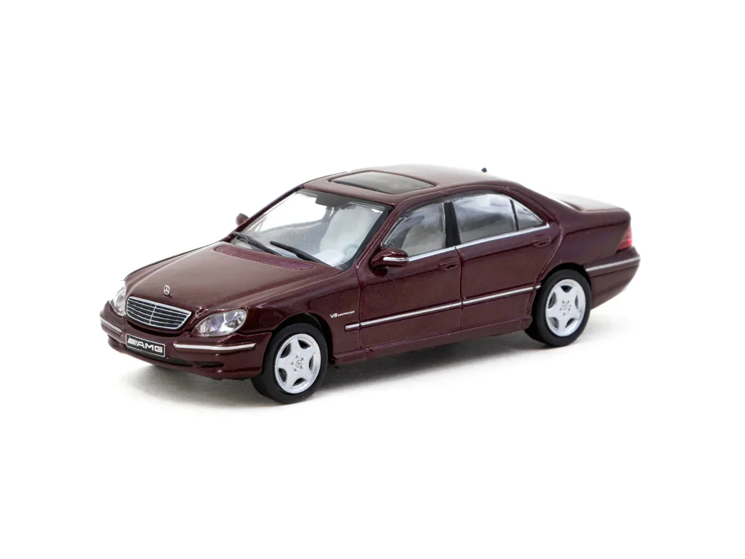 Premium scale diecast model car – Mercedes-Benz S 55 AMG Bordeaux - Global64, 1:64 Scale (Red) Collectible